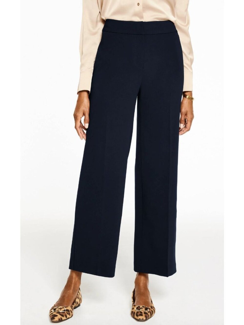 Soft Surroundings Black Ponte Knit PullOn Cropped Ankle Pants Pockets Size PL